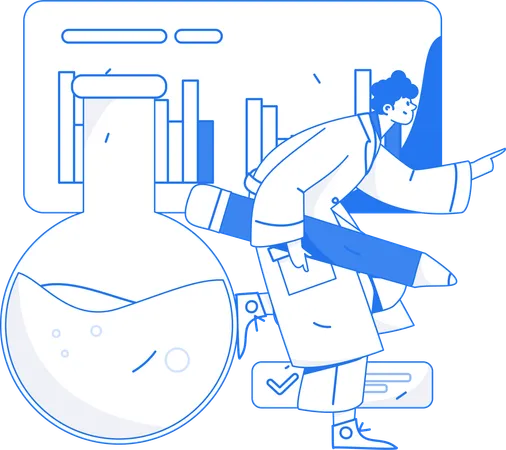 Lab assistant performs lab experiment  Illustration