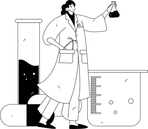 Lab assistant research on medicine  Illustration