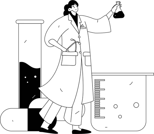 Lab assistant research on medicine  Illustration