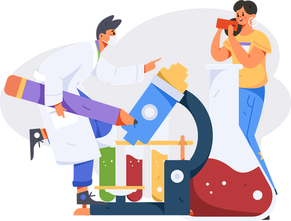 Lab assistant research on medicine  Illustration