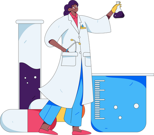 Lab assistant research on medicine  Illustration