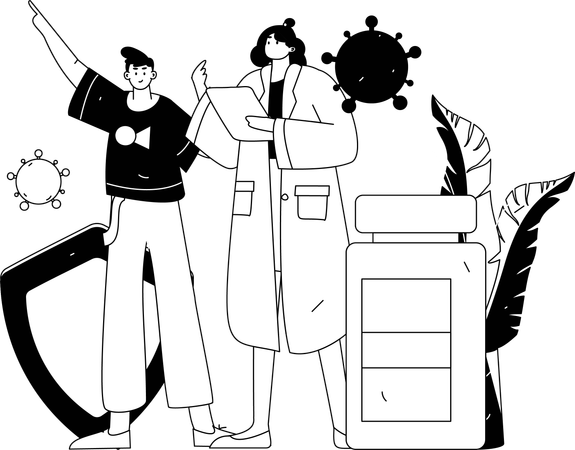 Lab assistant research on medicine  Illustration