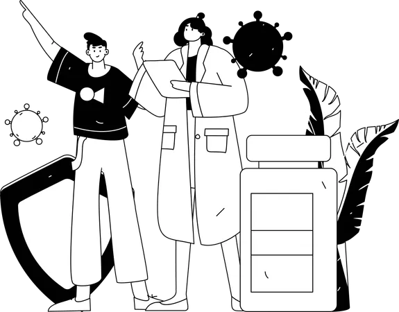 Lab assistant research on medicine  Illustration