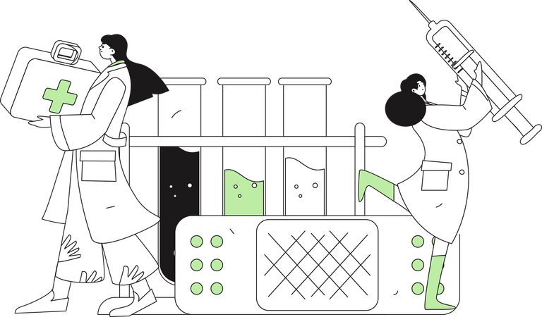 Lab assistant research on medicine  Illustration