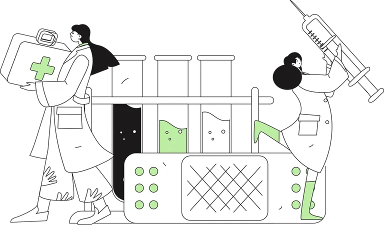Lab assistant research on medicine  Illustration