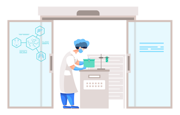 Lab assistant working in laboratory  Illustration