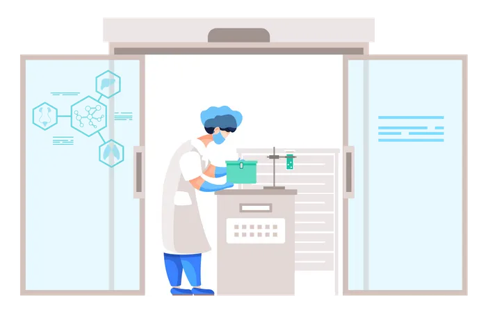 Lab assistant working in laboratory  Illustration