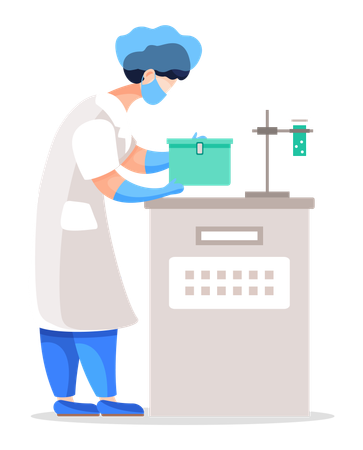 Lab Assistant working with Equipment  Illustration