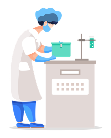 Lab Assistant working with Equipment  Illustration