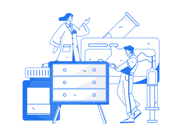Lab assistants carries out experiments  Illustration