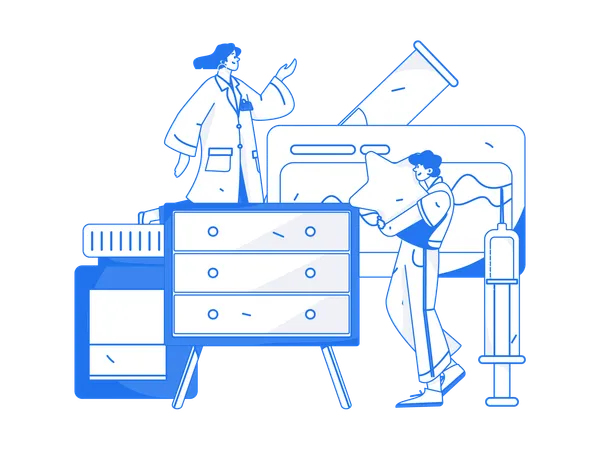 Lab assistants carries out experiments  Illustration