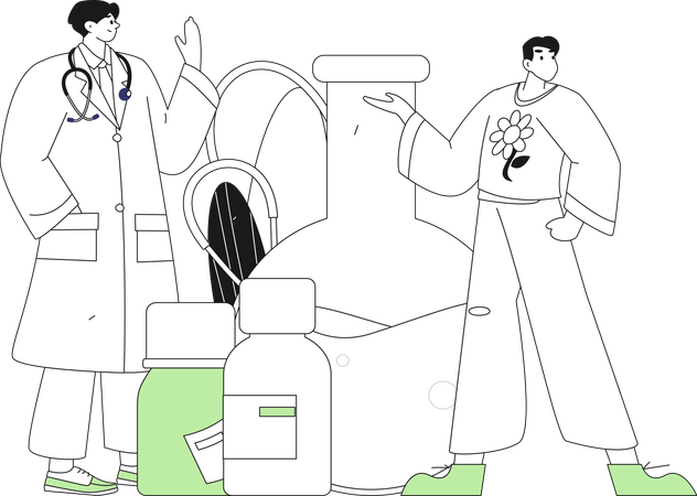 Lab assistants doing experiment  Illustration