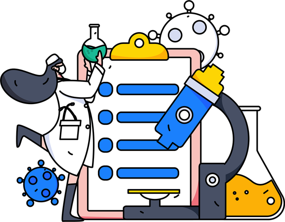 Lab assistants doing experiments on chemicals  Illustration