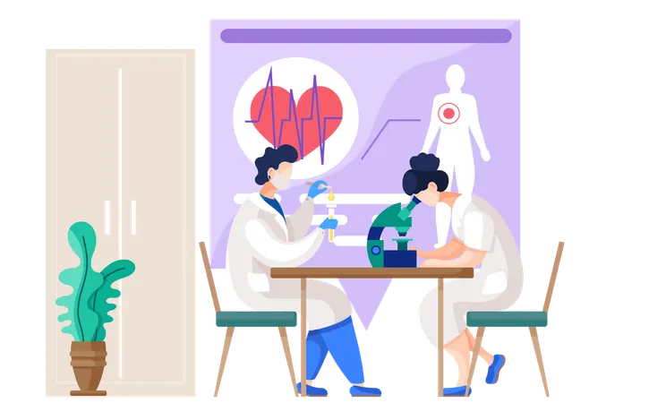 Lab assistants doing research  Illustration