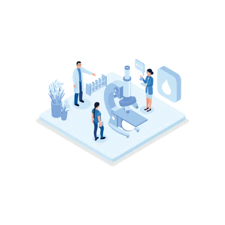 Lab Chemist testing patients urine and blood samples  Illustration