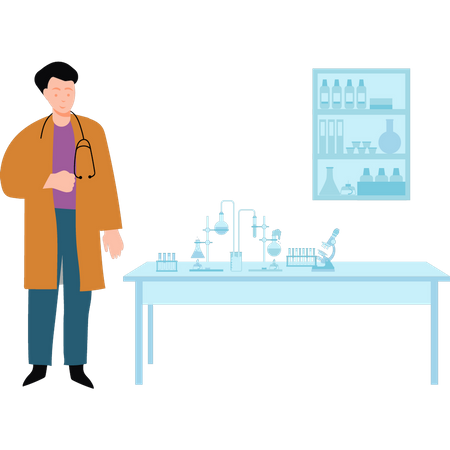 Lab doctor conducting experiments  Illustration