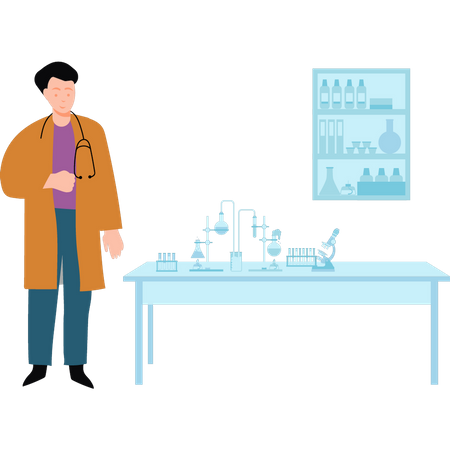 Lab doctor conducting experiments  Illustration