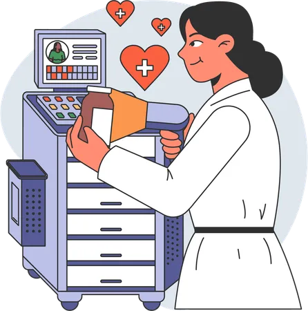 Lab researcher with lab equipment  Illustration