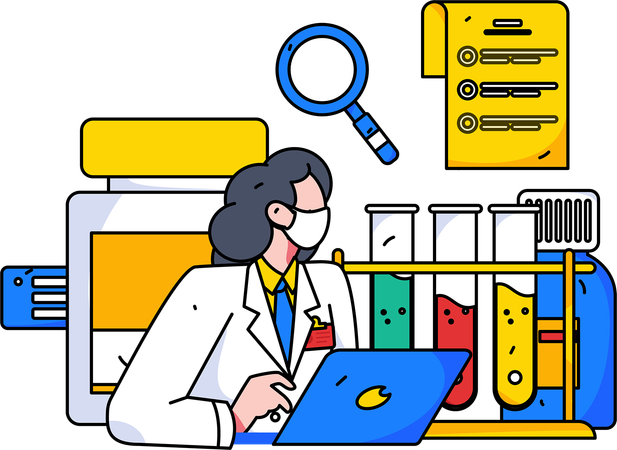 Lab researcher works on lab experiments  Illustration