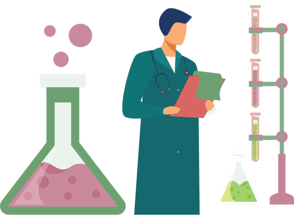 Lab scientist doing experiment  Illustration