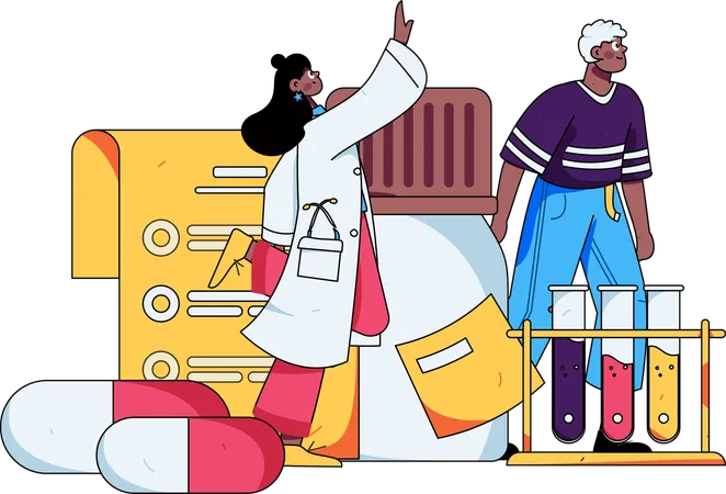 Lab scientist performing lab experiments  Illustration