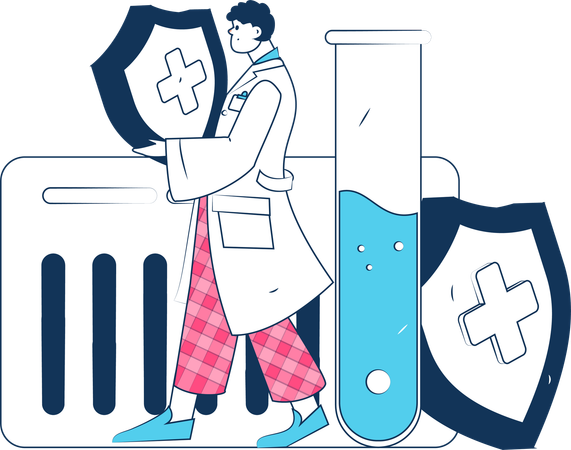 Lab scientist performing lab experiments Illustration
