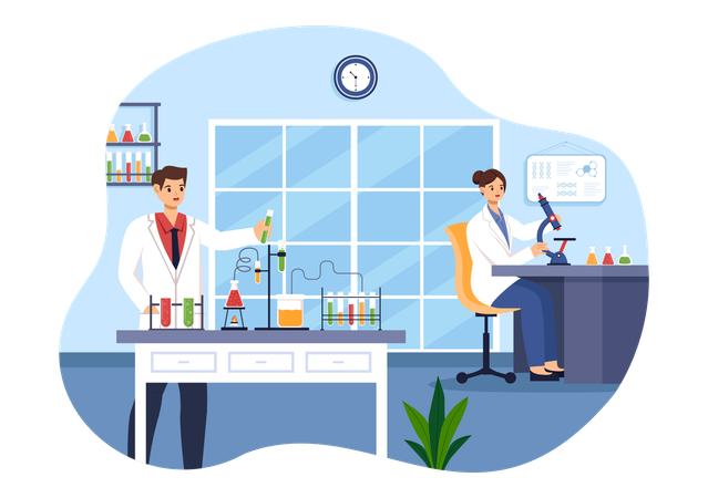 Lab scientist performs lab experiment  Illustration