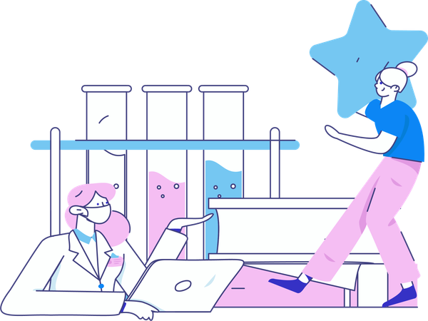 Lab scientist performs experiments  Illustration