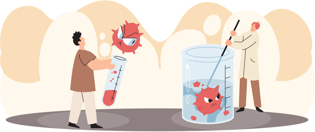 Lab scientist performs research on medicines  Illustration