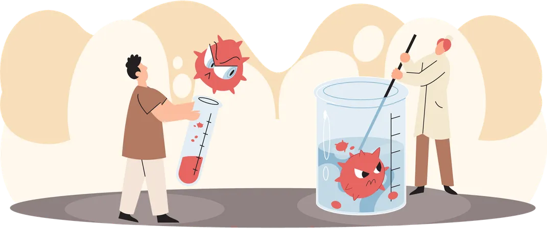 Lab scientist performs research on medicines  Illustration