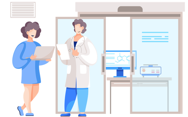Lab scientist working on lab experiment  Illustration