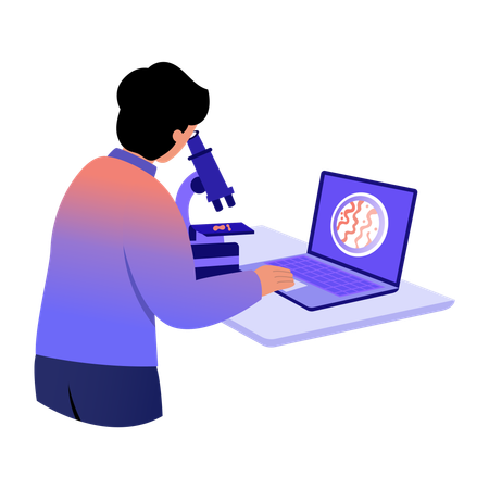 Lab student doing online experiment  Illustration