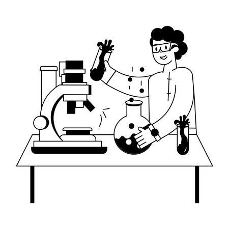 Lab Technician doing chemical test  Illustration