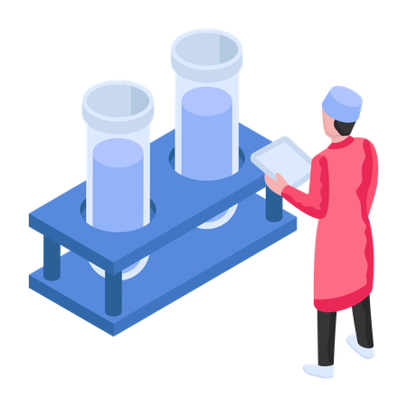 Lab Technician is experimenting  Illustration