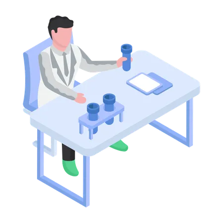 Lab Technician is experimenting  Illustration