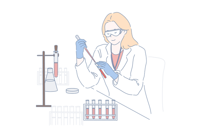 Lab worker is testing results  Illustration