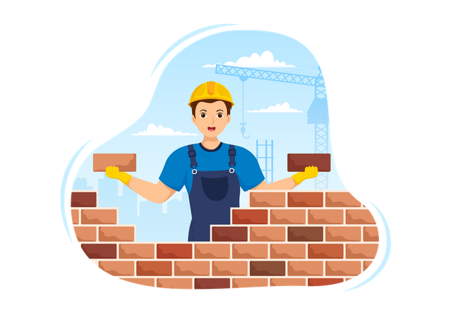 Labor building brick wall  Illustration