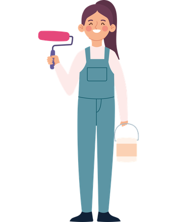Labor Day Celebration with Female House Painter  Illustration