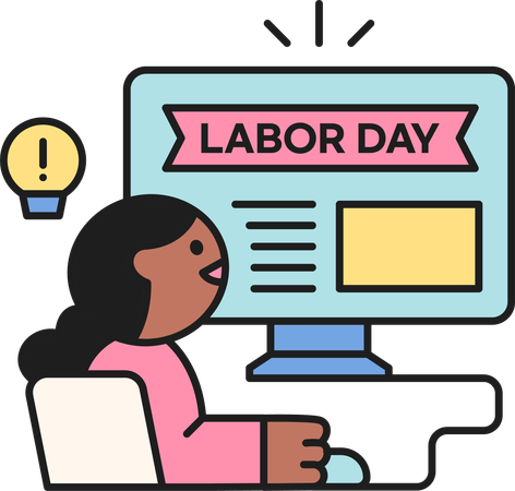 Labor Day Computer  Illustration