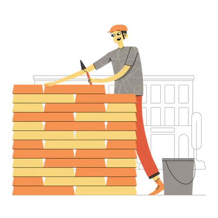Labor laying bricks Illustration