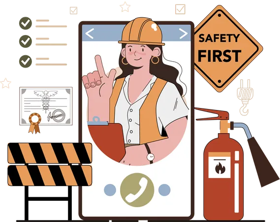Labor warns for fire safety signs  Illustration