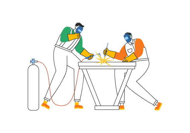 Labor work as welders  Illustration