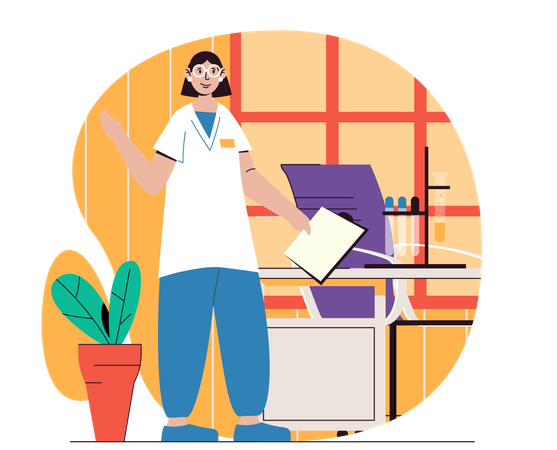 Laborassistent/in bearbeitet Patientenberichte  Illustration