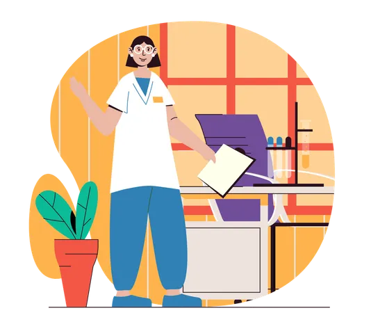 Laborassistent/in bearbeitet Patientenberichte  Illustration