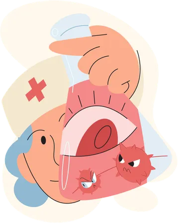 Laborassistent mit Reagenzglas bei der Virusforschung  Illustration