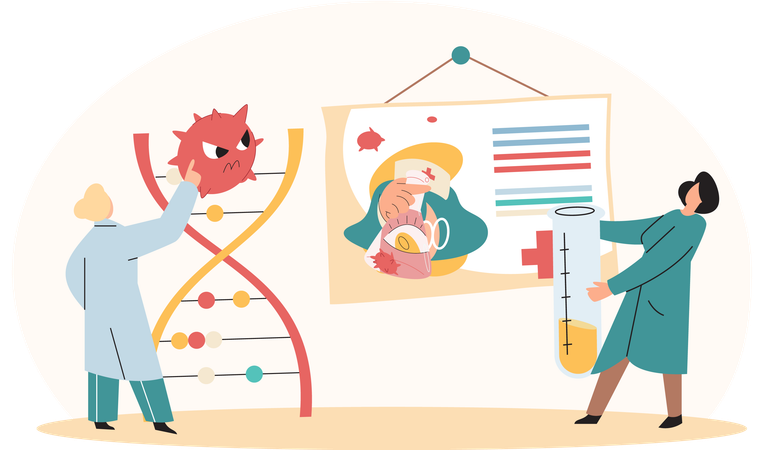 Laborassistenten bei der Durchführung von Experimenten  Illustration