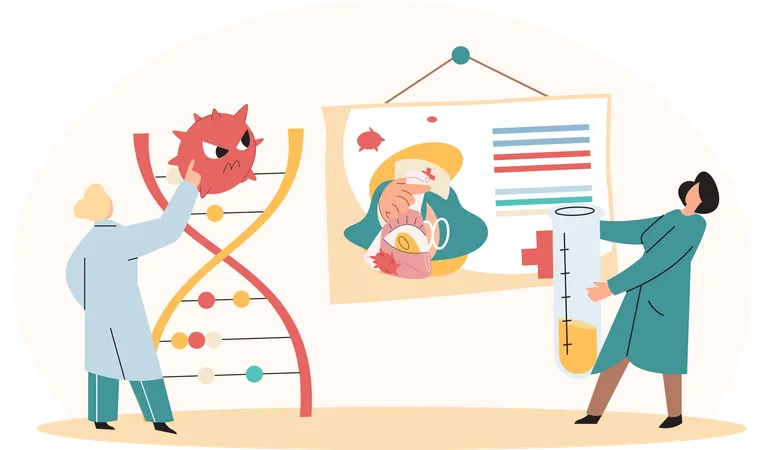 Laborassistenten bei der Durchführung von Experimenten  Illustration