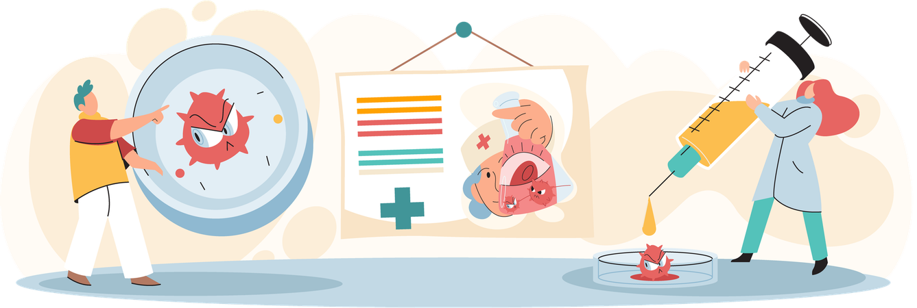 Laborassistenten mit Reagenzgläsern  Illustration