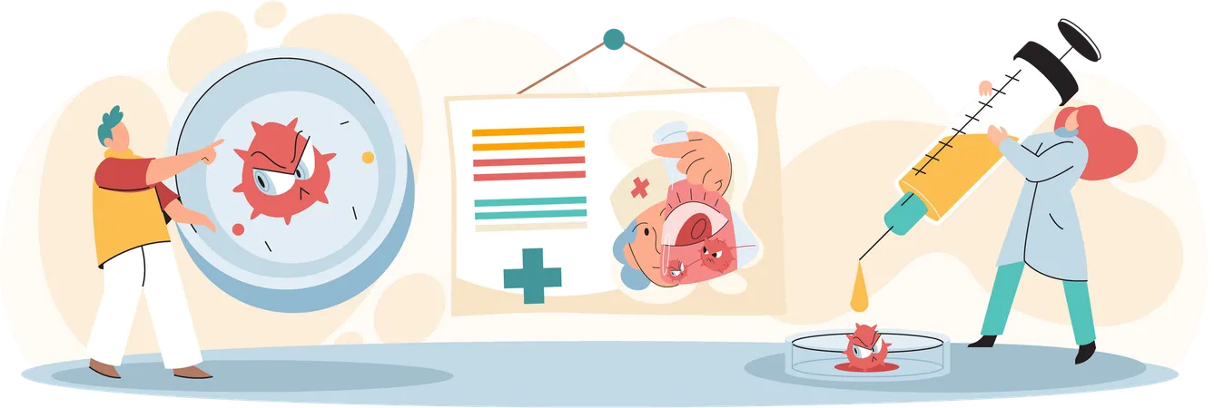 Laborassistenten mit Reagenzgläsern  Illustration