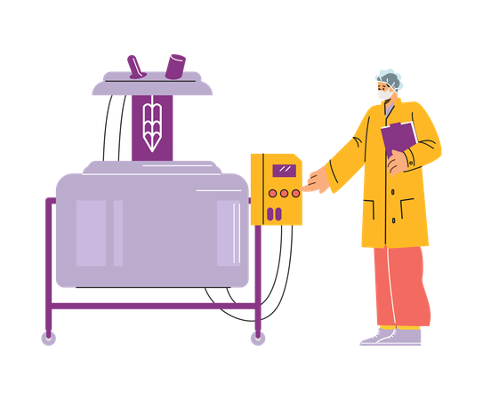 Laboratório de cosméticos com equipamentos de produção  Ilustração